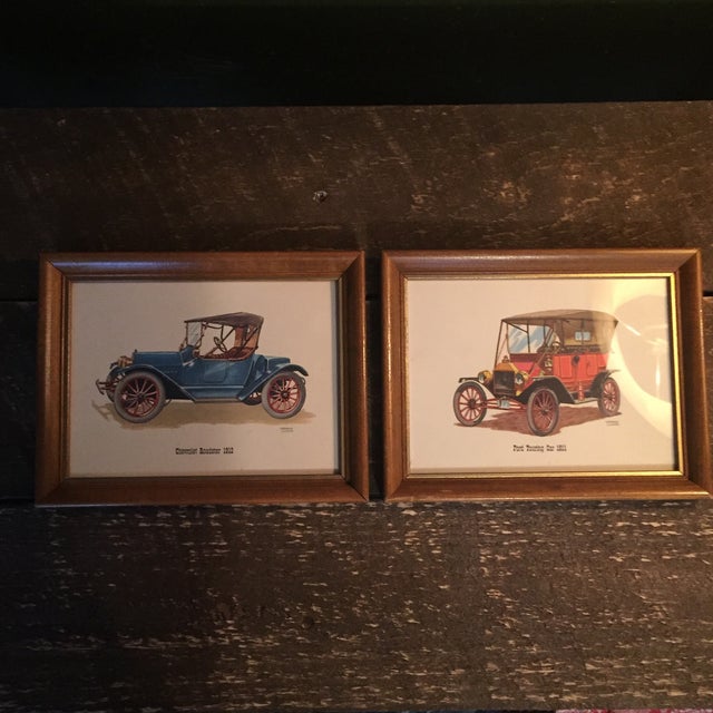 Antique Auto Prints \ Pair of Framed Classic Autos \ Child's Room Decor