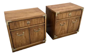 Vintage Campaign Huntley Nightstands by Thomasville