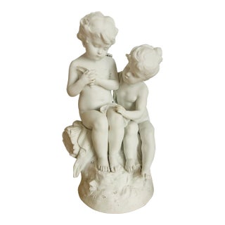 Antique Sevres Parian Bisque Sculpture of Two Children by H Moreau For Sale