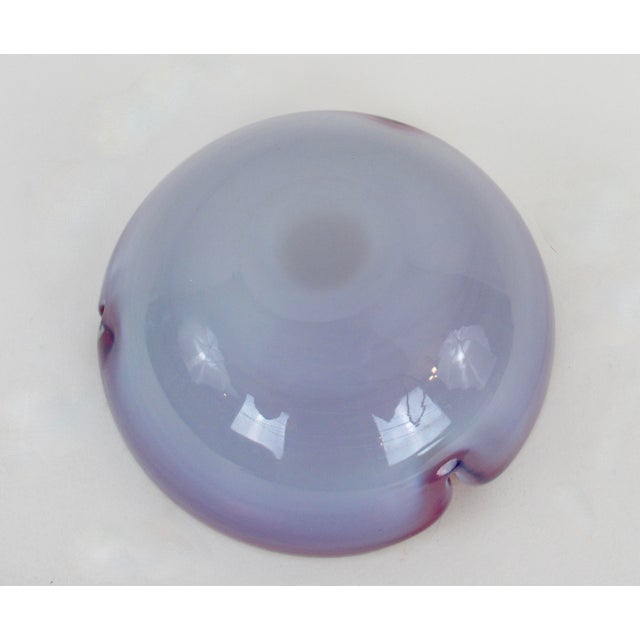 C.1960's Italian Alfredo Barbini Hand-Blown Murano Lucious Red, White & Clear Outer Dimpled Bowl For Sale - Image 9 of 11