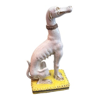 1970s Italian Terracotta Glazed Greyhound on Seated Base For Sale