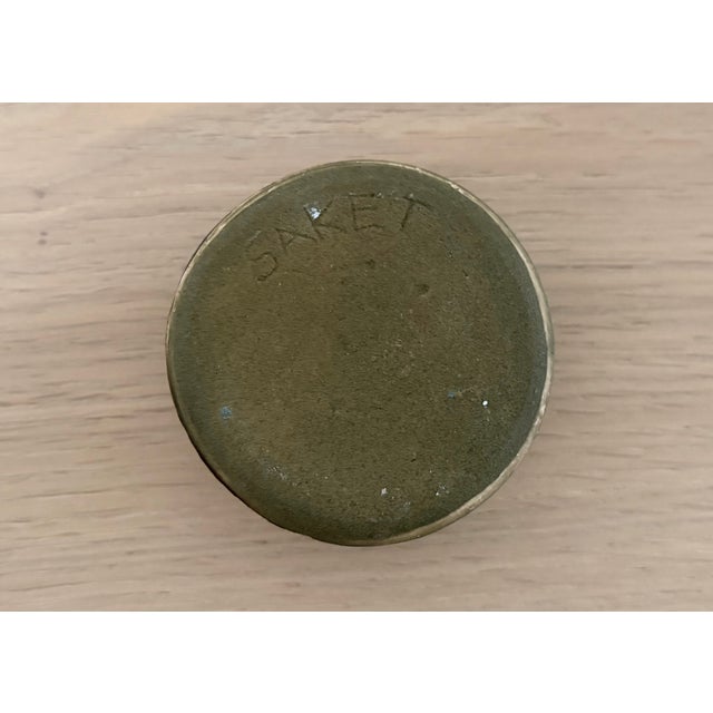 Early 21st Century Ring Dish in Brown and Ochre Glaze - Vintage Studio Pottery For Sale - Image 5 of 7