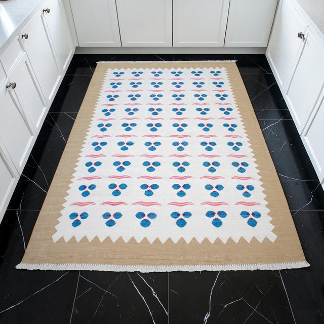 Hollywood Regency Turkish Silk Rug Kilim Hand Woven Chintemani Motif Oushak Area Rug - 4′4″ × 6′3″ For Sale - Image 3 of 18