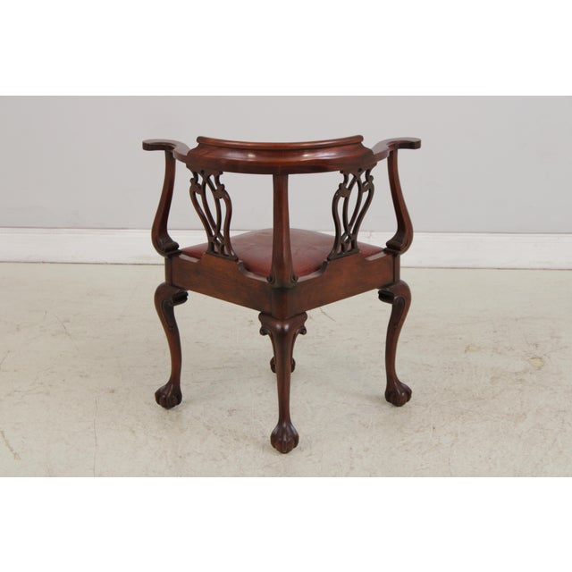 1980s Southwood Ball & Claw Mahogany Corner Chair For Sale - Image 5 of 15