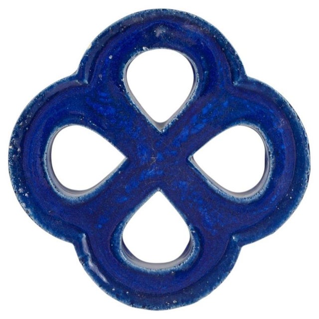 1960s Vintage Stoneware Wall Relief in Deep Blue Glaze from Gustavsberg, 1960s For Sale - Image 5 of 5