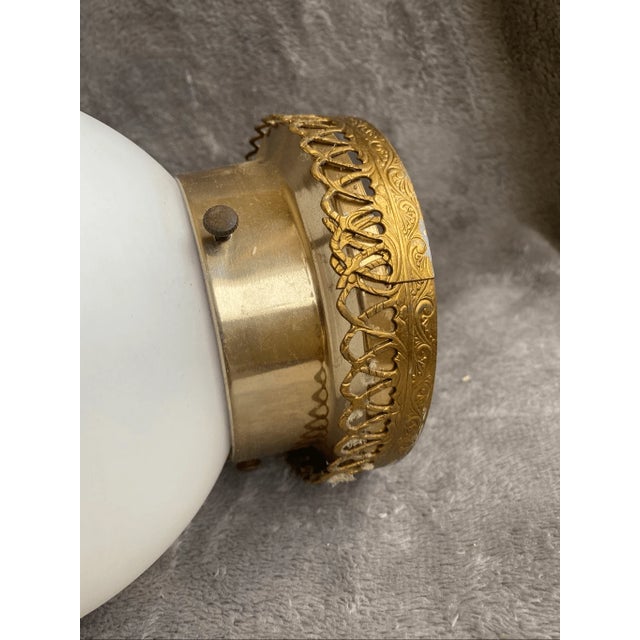 Vintage Mid-Century Modern Style Milk Glass Globe Ceiling Light For Sale - Image 4 of 7