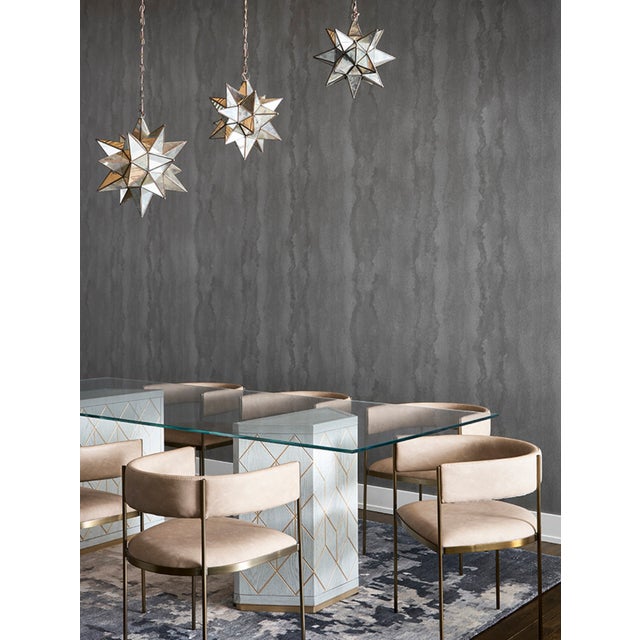 Worlds Away Matthew Izzo Home 12" Antique Mirror Moravian Star Pendant Light With Oxidized Metal Trim For Sale - Image 4 of 5