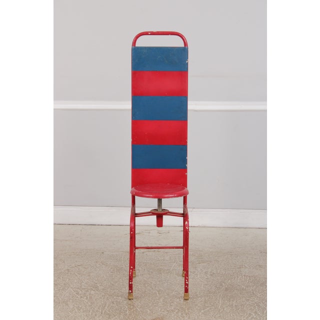 Age: c1970s Details: Industrial Metal High Back Chair Adjustable Swivel Seat Quality Construction Traditional Style...