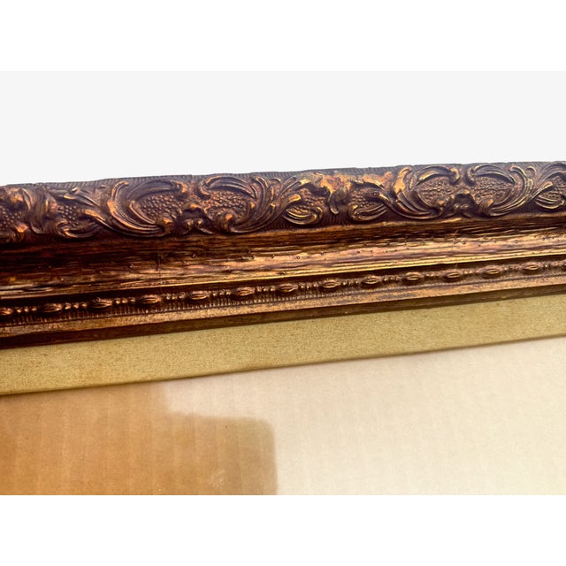 Vintage Bronze-Gilt Ornate Frame With Linen Liner & Glass For Sale - Image 14 of 15
