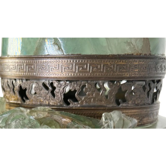 1920s 1920s Chinese Carved Green Fluorite Lamp For Sale - Image 5 of 7