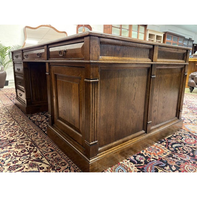 Brown Large English Desk in Oak For Sale - Image 8 of 18