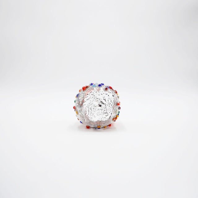 Millefiori Glass Tumbler, Dimpled Crumpled Glass Beaker, Burnt Orange For Sale - Image 4 of 5