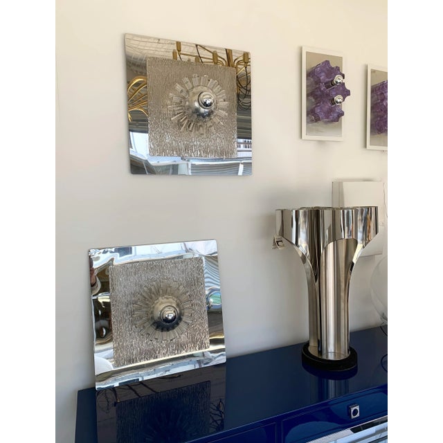 Angelo Brotto Stainless Steel Lucite Sconces by A. Brotto for Esperia, Italy, 1970 - a Pair For Sale - Image 4 of 13