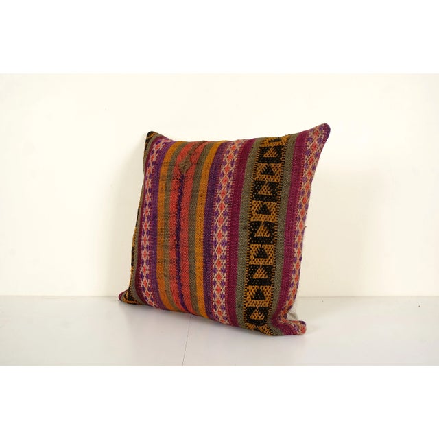 Mid-Century Modern Striped Kilim Pillow Cover For Sale - Image 3 of 4