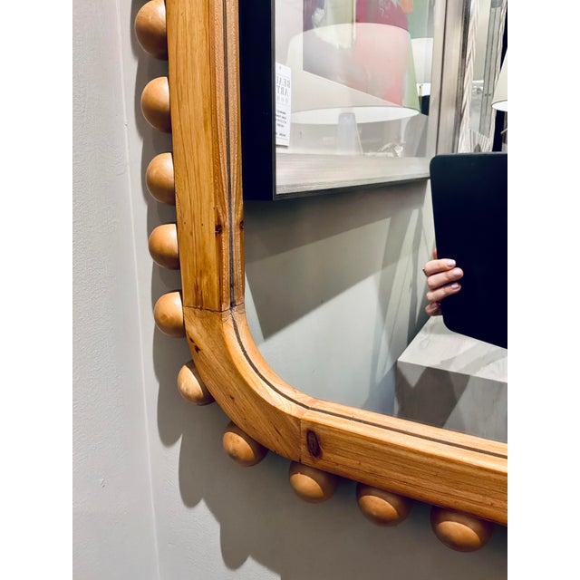 Organic Modern Wood Ball Trim Wall Mirror For Sale - Image 4 of 5