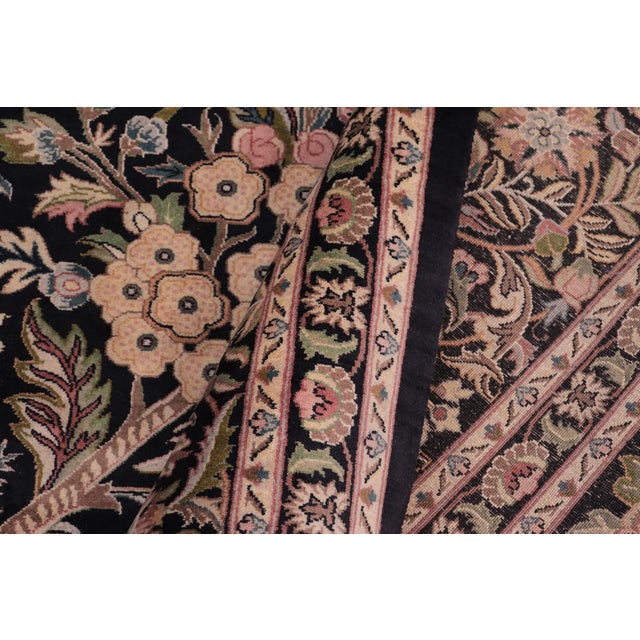 Textile Art Nouveau 1990's Pak-Persian Black/Black Wool Rug - 9'1'' X 12'2'' For Sale - Image 7 of 9