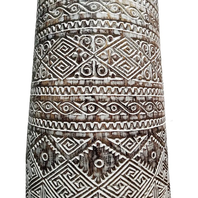 Early 21st Century Early 21st Century Tall Hand-Carved Palm Pot For Sale - Image 5 of 7
