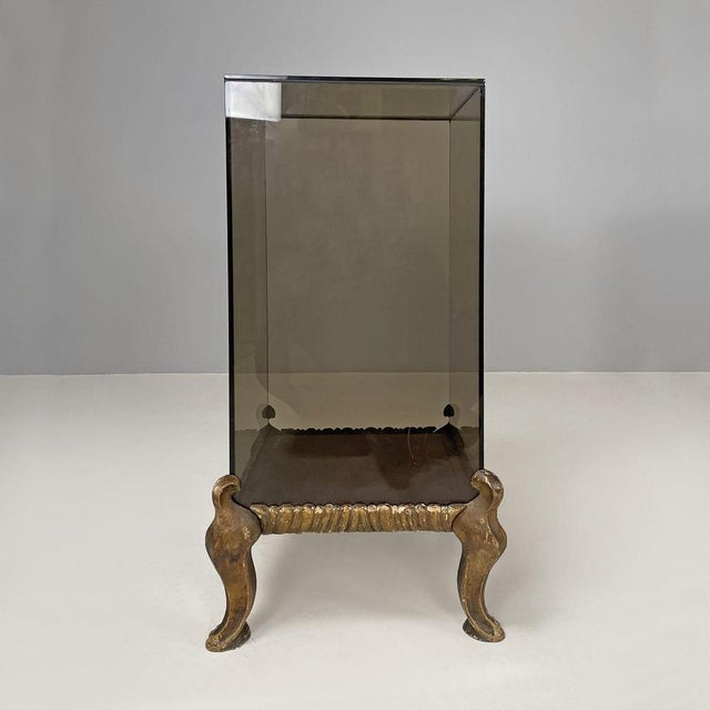 1970s Italian Modern Golden Wood and Grey Glass Coffee Tables, 1970s, Set of 2 For Sale - Image 5 of 18