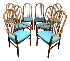 C. 1970s Schou Andersen Danish Teak Highback Dining Chairs - Set/8