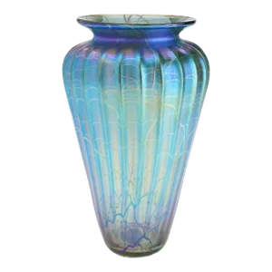 Contemporary Iridescent Blue Blown Glass Vase by Mayauel Ward, 2015