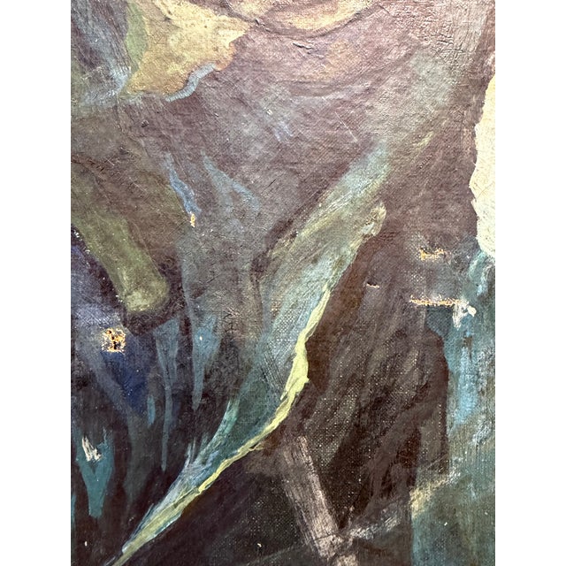 Textile Large 1930s Modernist Expressionist Seascape Oil Painting by Vadim Chernoff – Pafa Exhibited 1939 For Sale - Image 7 of 10