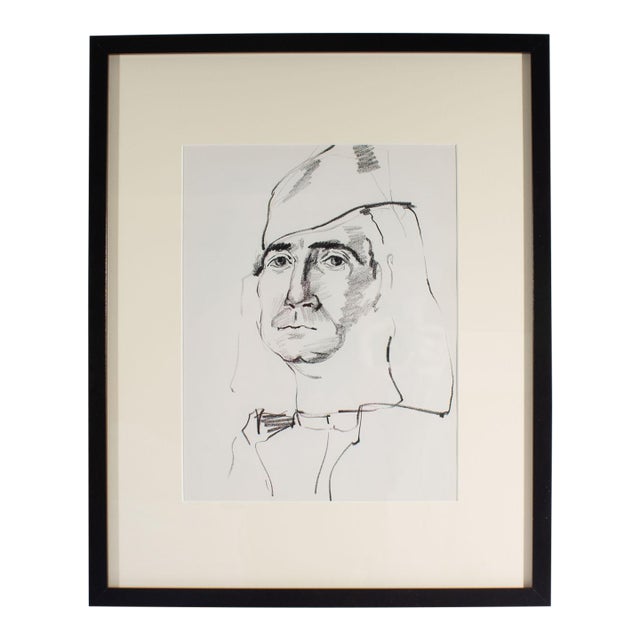 Charcoal Portrait Drawing of a Man by James L. Bruch For Sale