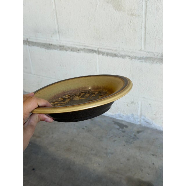 Brown Ceramic Bowl Michael Andersen & Søn Danish Studio Pottery Pan Playing Flute 1960s For Sale - Image 8 of 10