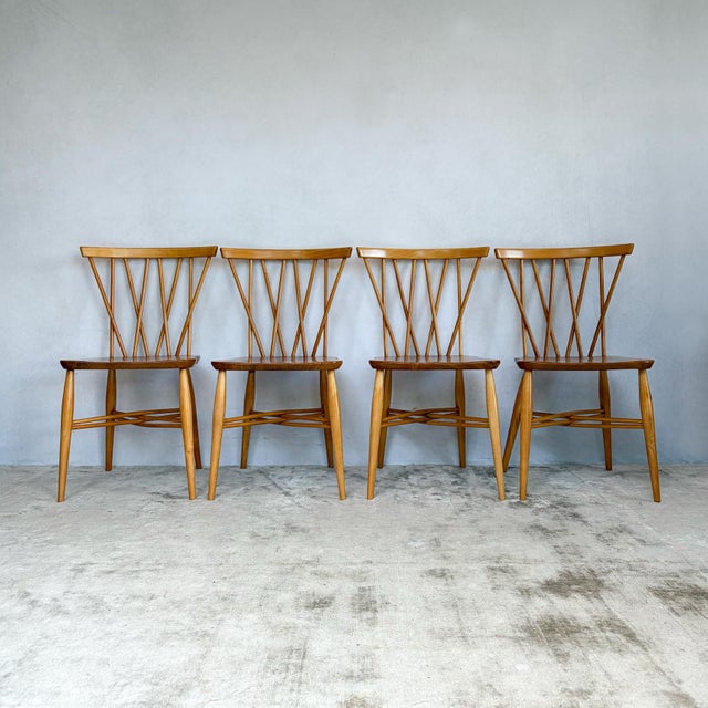 Candlestick Chiltern Elm and Beech Dining Chairs by Lucian Ercolani for Ercol, 1950s, Set of 4 For Sale - Image 6 of 14