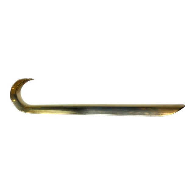 Vintage Minimalist Solid Brass Long-Handled Shoehorn For Sale