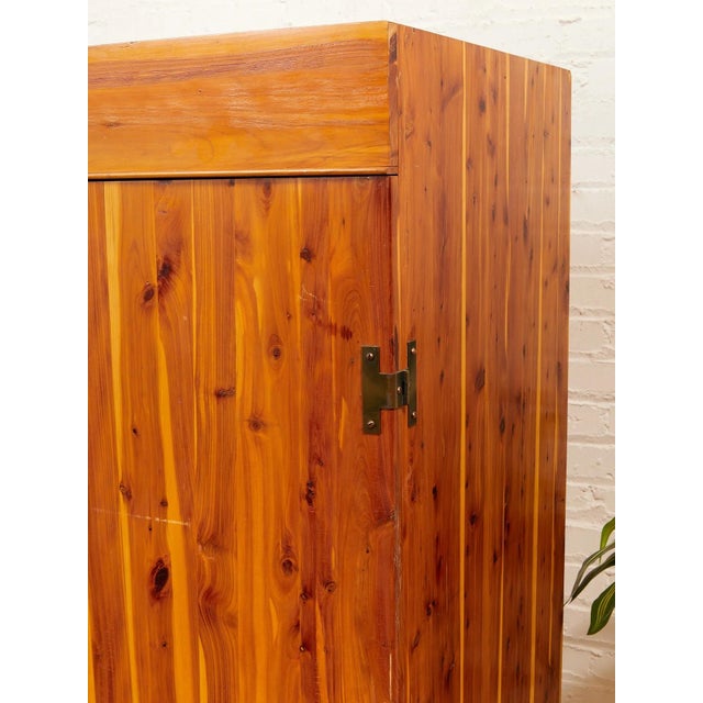 Wood Pine Primitive Mid-Century Vintage Armoire For Sale - Image 7 of 12