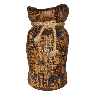 Vintage Ceramic Vase in the shape of Open Sack with Visual Rope Closure by Bay-Keramik, 1970s For Sale