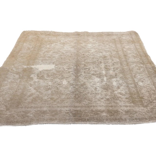 Shabby Chic Mid 20th Century Distressed Faded Vintage Persian Rug, 03'03 X 04'05 For Sale - Image 3 of 10