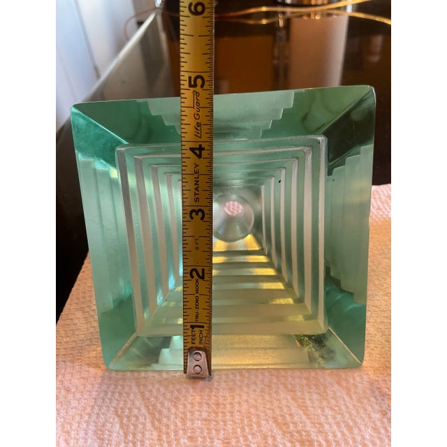 Green Set of 3 Italian Green Pyramid Hanging Light Shades For Sale - Image 8 of 10