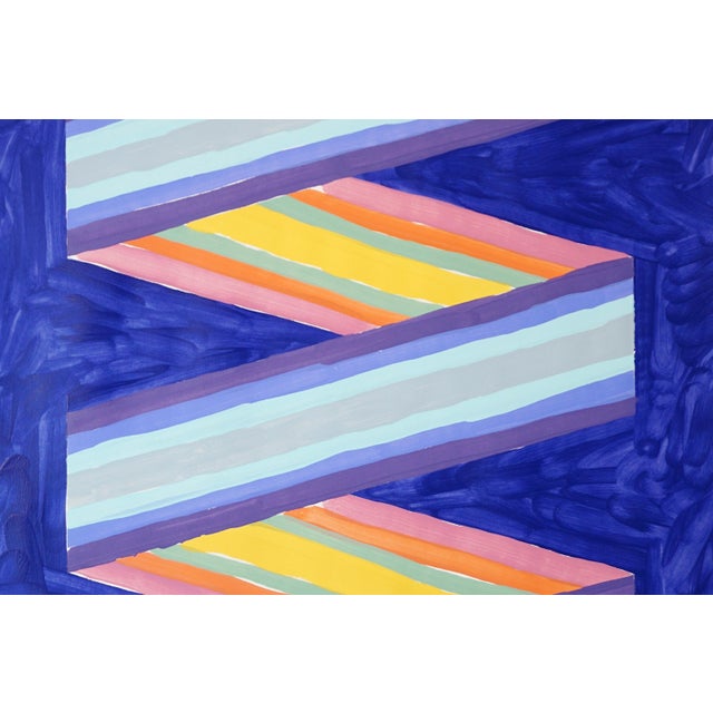 2026, Color Field Geometric Diptych Painting, Rainbow Banner, Acrylic Paint on Watercolor Paper by Ryan Rivadeneyra For Sale In Miami - Image 6 of 10