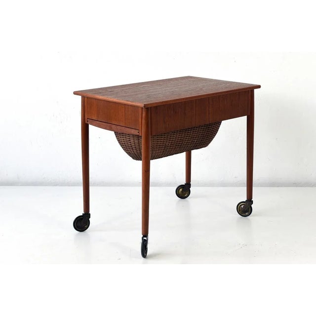 Danish Sewing Box on Castors, 1960s For Sale - Image 3 of 9