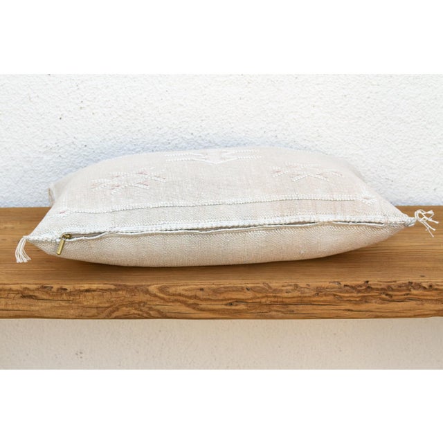 Moroccan Saharan Ivory Lumbar Moroccan Silk Pillow For Sale - Image 3 of 7