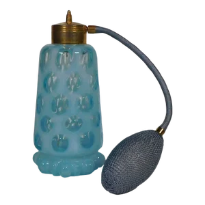 1930s Baby Blue Glass Perfume Bottle With Clear Dots