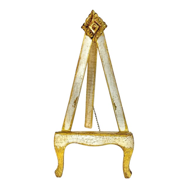 Vintage Italian Florentine Gilt Wood Easel Picture Stand For Sale