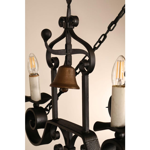 Quality Hand Forged Spanish Revival Wrought Iron Chandelier For Sale - Image 16 of 18