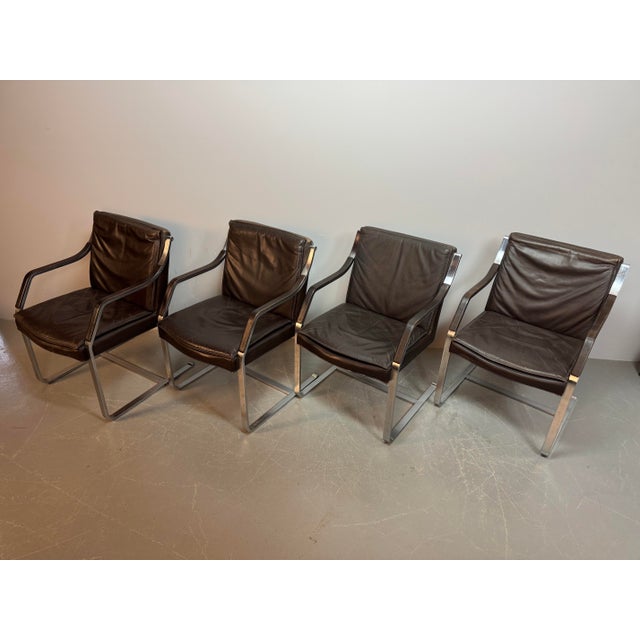 Mid-Century Sled Dining Chairs in Leather by Rudolf Glatzel for Walter Knoll, Germany, 1960s, Set of 4 For Sale - Image 10 of 13
