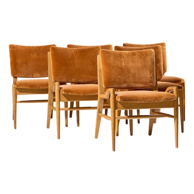 John Keal for Brown Saltman Mid Century Bleached Mahogany Dining Chairs - Set of 6 For Sale