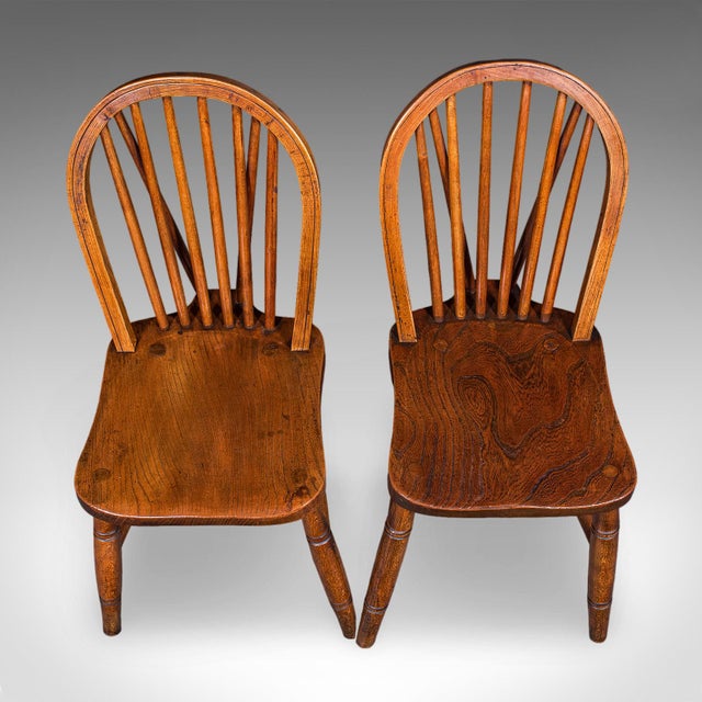 Wood Set of 4 Side Chairs, English Hoop Back Seats, Wwii, Broad Arrow, Reception Hall For Sale - Image 7 of 12