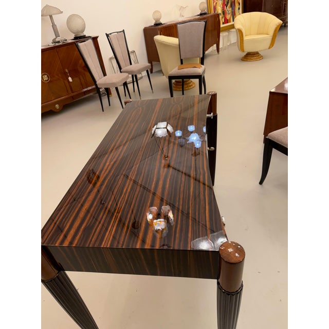 French Art Deco Macassar Elegant Writing Desk For Sale - Image 9 of 18