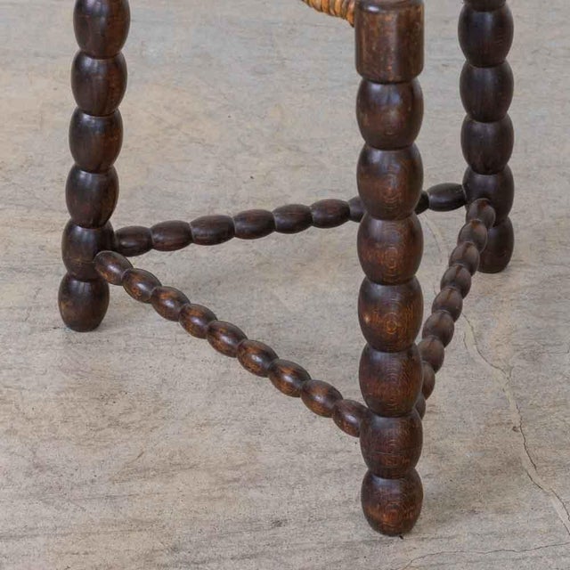 1940s 1940s Pair of French Bobbin Wood and Woven Stools For Sale - Image 5 of 10
