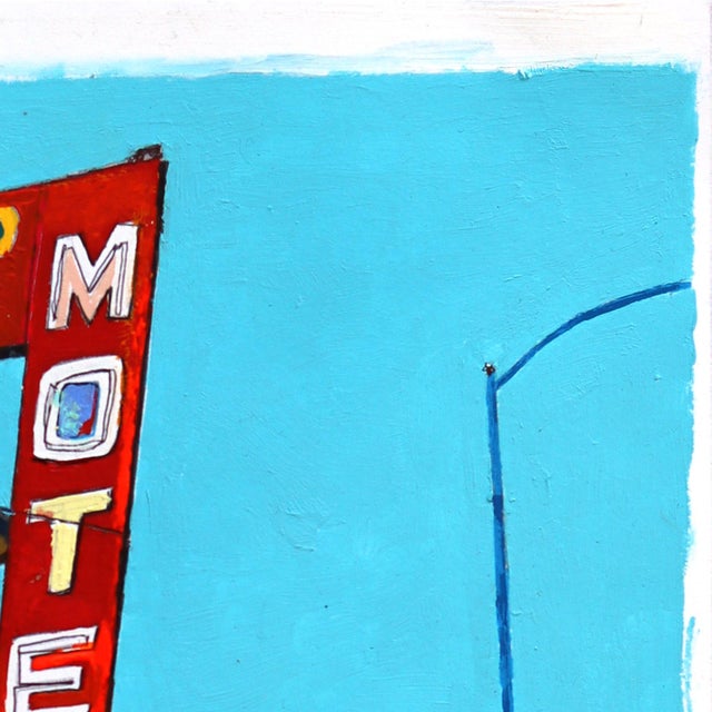 Hollywood Motel - Original Abstract Cityscape Colorful Layered Mixed Media Art by Fabio Coruzzi For Sale In Los Angeles - Image 6 of 6