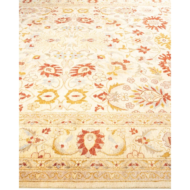 Solo Rugs Mogul, One-of-a-Kind Hand-Knotted Area Rug in Ivory, 9' 1" x 12' 1" For Sale - Image 4 of 8