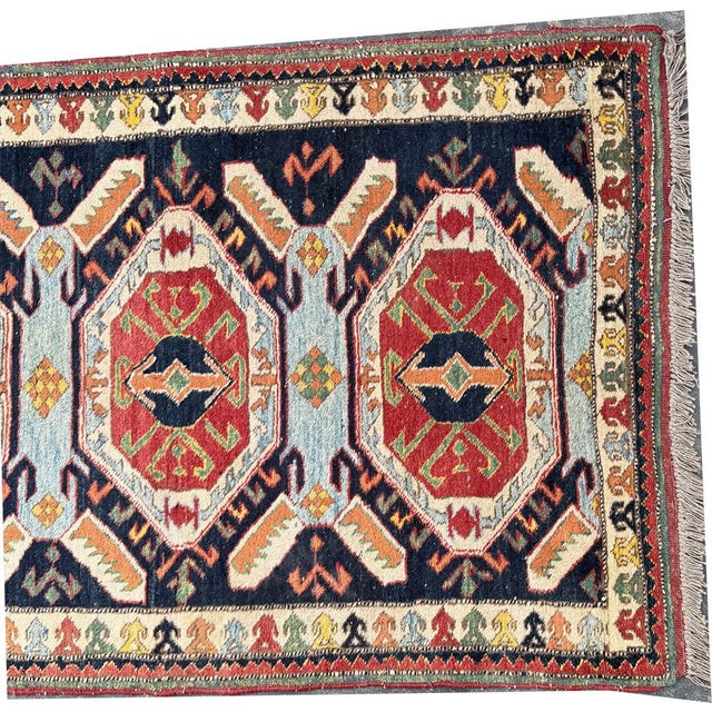 A Gorgeous Vintage Caucasian Seykhor Design Runner Rug For Sale - Image 4 of 7
