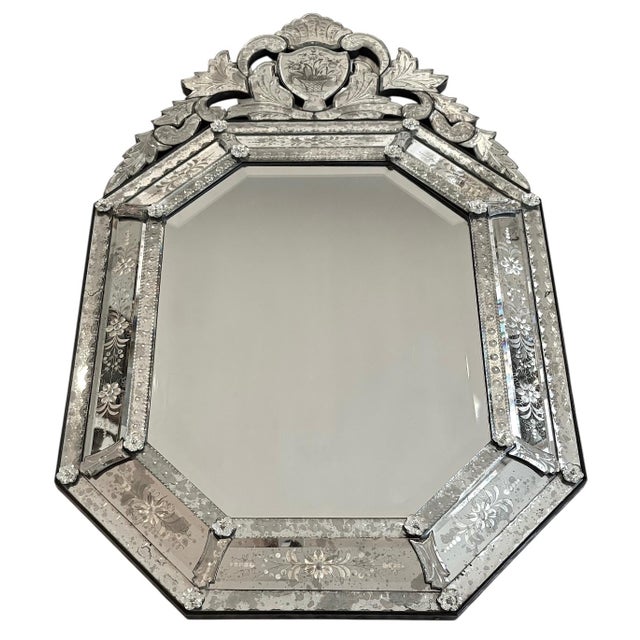 An amazing antique, large, French late 19th Century Venetian style, st. double-framed Octagon shape wall mirror. This...