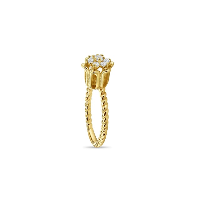 Cubic Zirconia Tulip Ring 14k Yellow Gold, Size 5 For Sale - Image 4 of 4