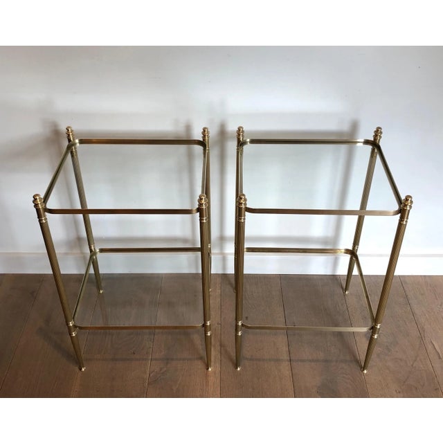 1940s Neoclassical Style Brass Side Tables in the Style of Maison Jansen - A Pair For Sale - Image 5 of 13